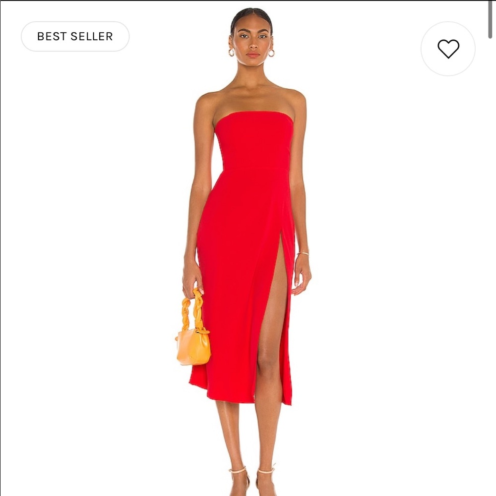Amanda Uprichard Mandy Midi Dress in Lipstick Size S Revolve